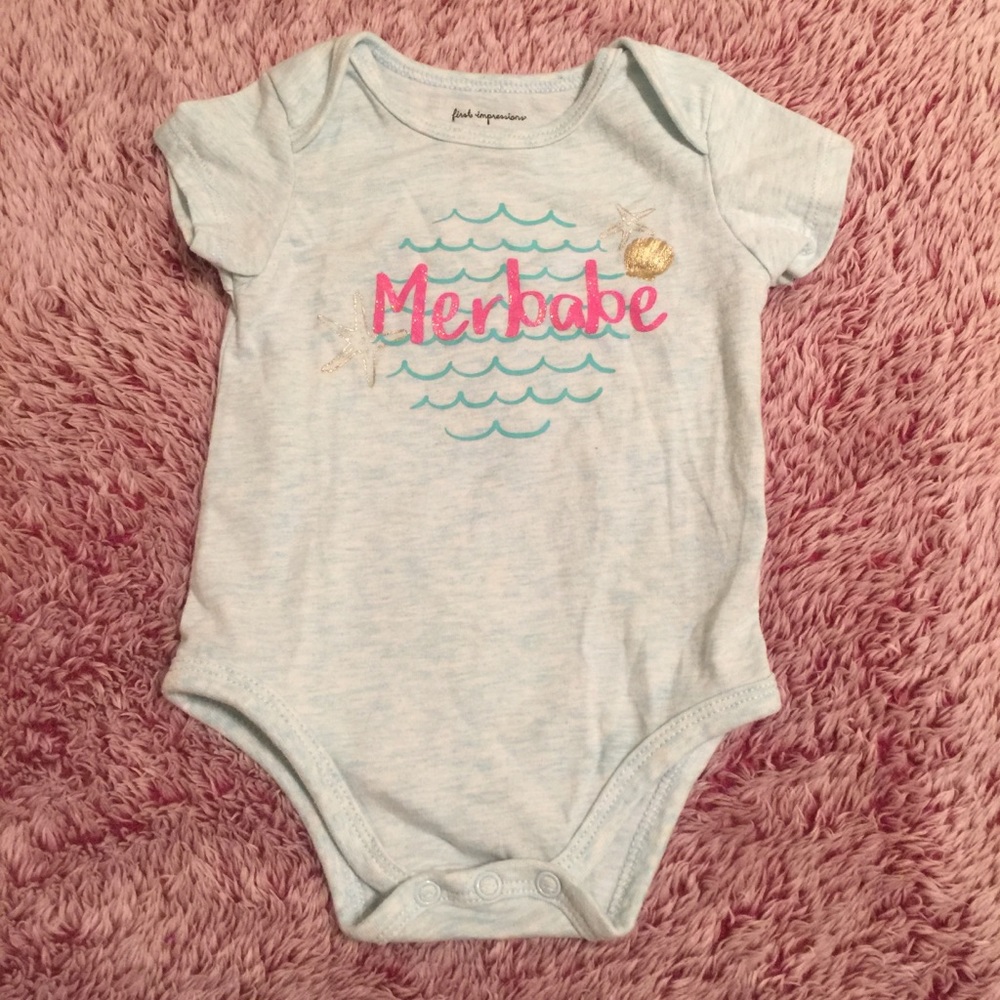6 for $20! First Impressions “Merbabe” Onesie